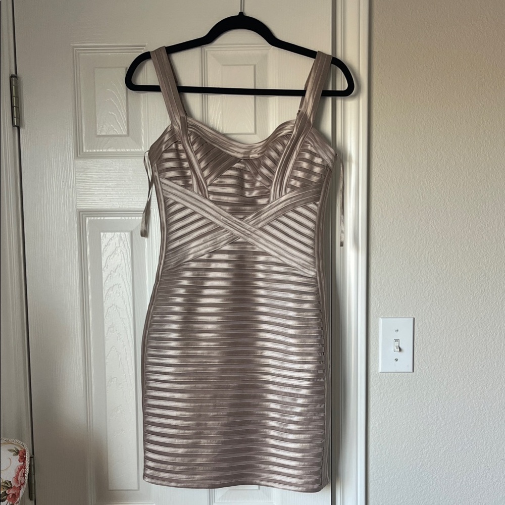 BCBGMaxAzria Metallic Striped Mini Dress